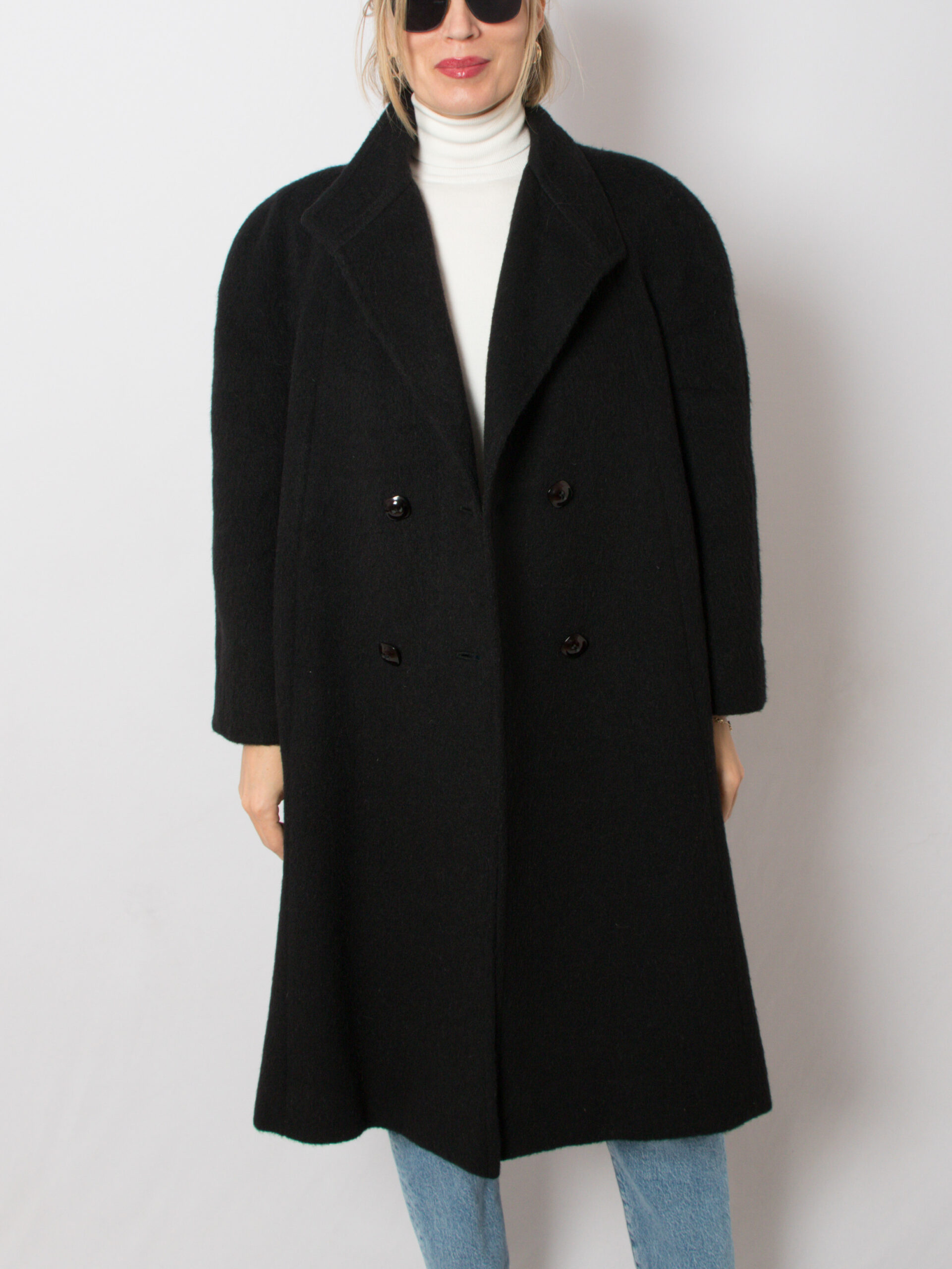 90s Black Long Alpaca Coat 90s Black Long Alpaca Coat - Image 2