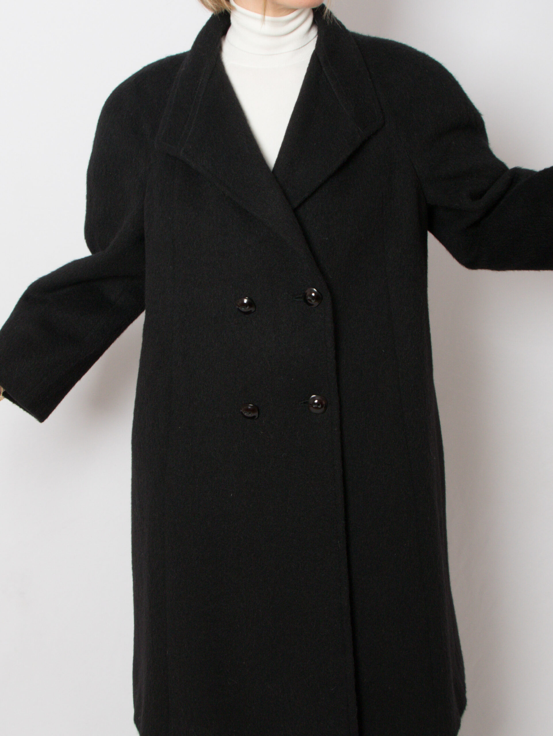 90s Black Long Alpaca Coat 90s Black Long Alpaca Coat - Image 5