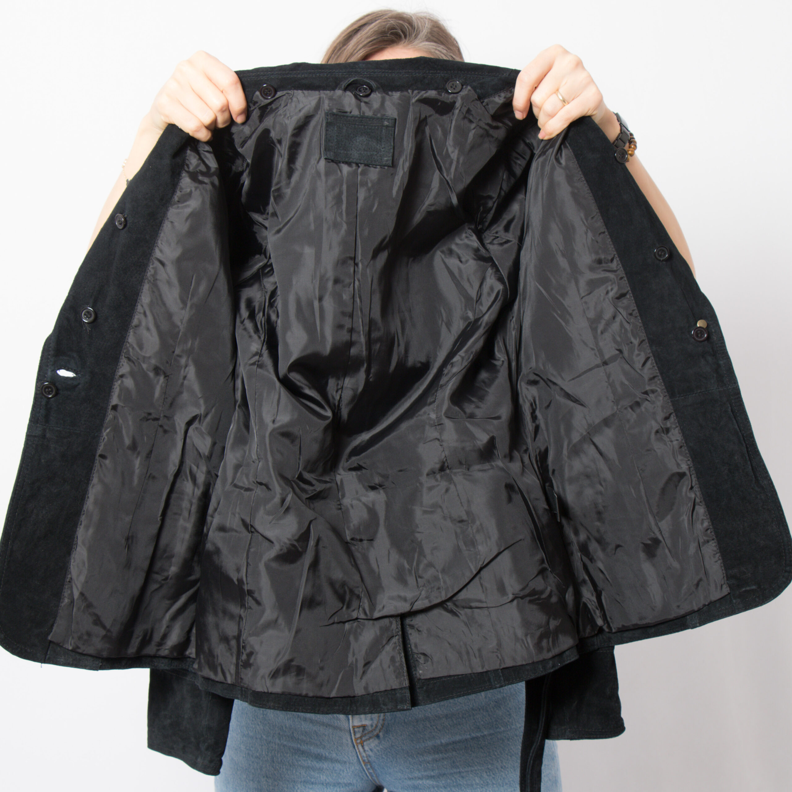 Vintage Black Suede Jacket with Belt Vintage Black Suede Jacket with Belt - Image 6