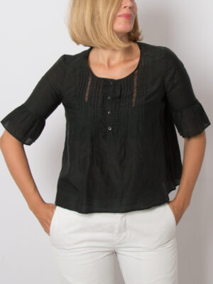 Vintage Flowy Pintuck Blouse