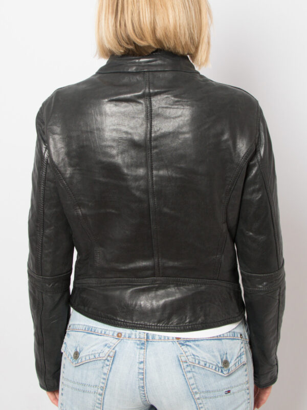 90s Black Moto Leather Jacket - Image 3