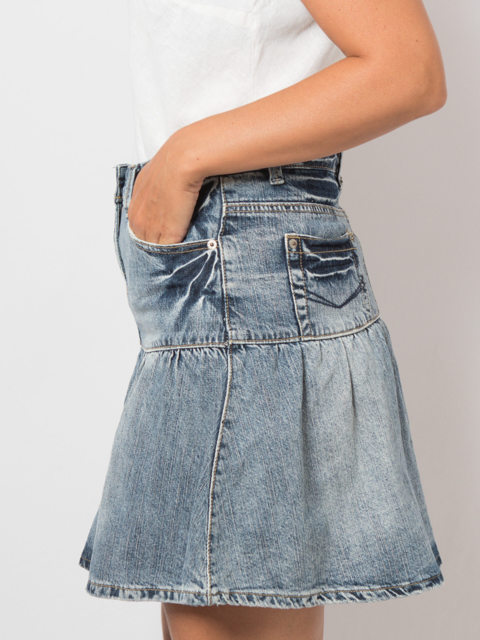 Vintage Pleated Denim Mini Skirt Vintage Pleated Denim Mini Skirt - Image 4