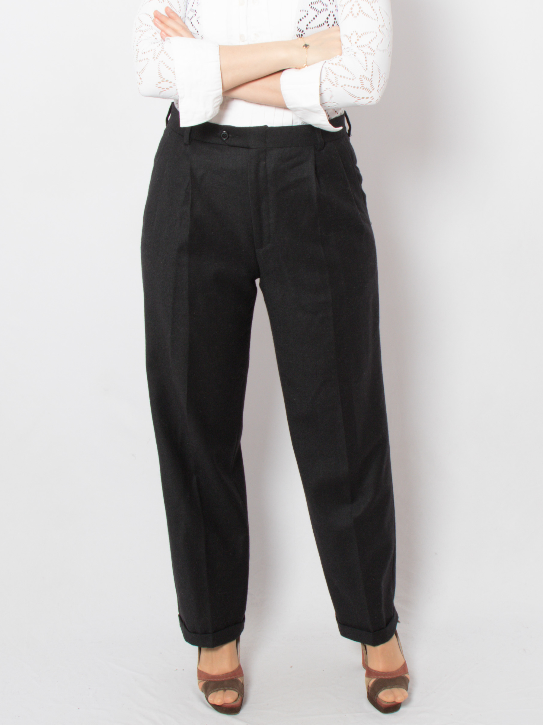 Vintage Wool Pleated Trousers Vintage Wool Pleated Trousers - Image 2