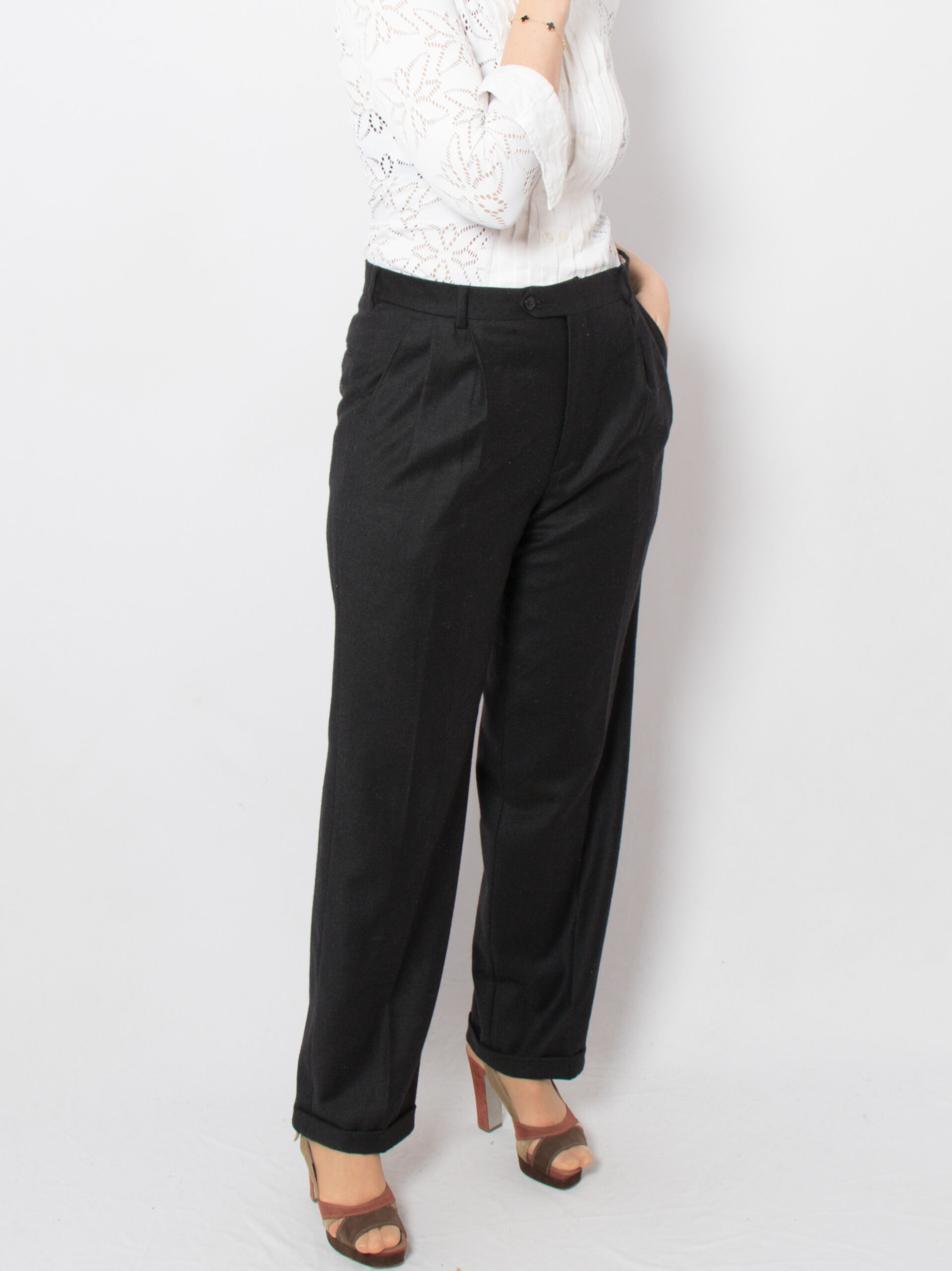 Vintage Wool Pleated Trousers Vintage Wool Pleated Trousers - Image 4