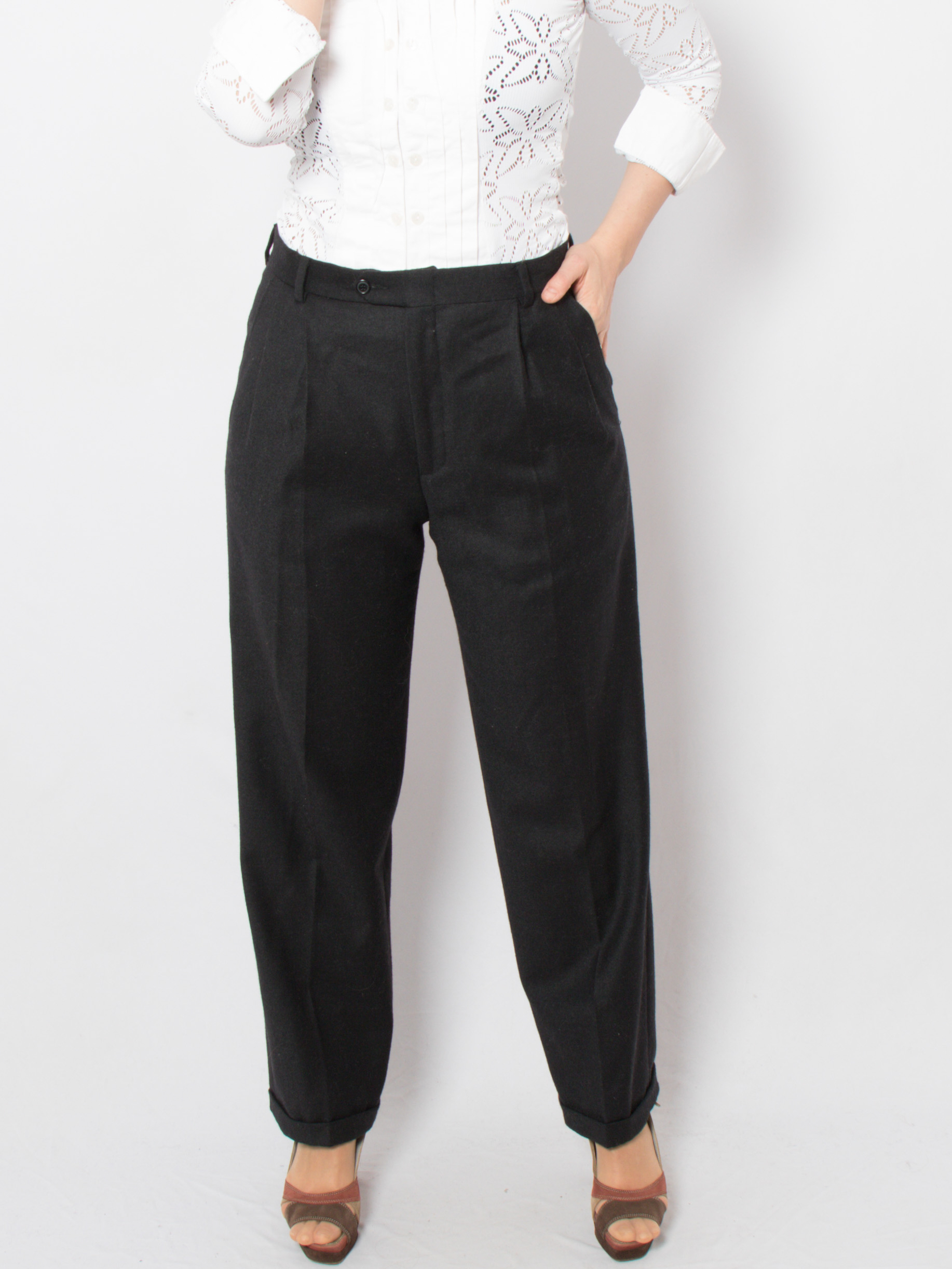 Vintage Wool Pleated Trousers Vintage Wool Pleated Trousers - Image 5