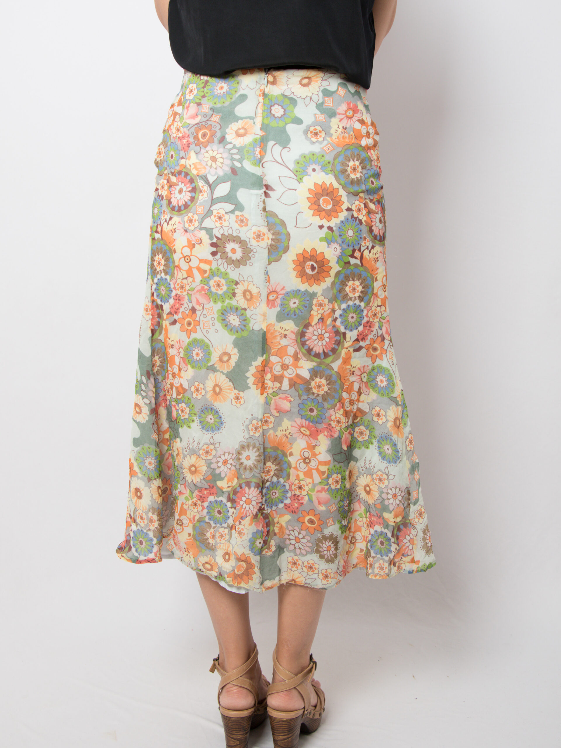 Vintage Floral Midi Silk Skirt Vintage Floral Midi Silk Skirt - Image 3