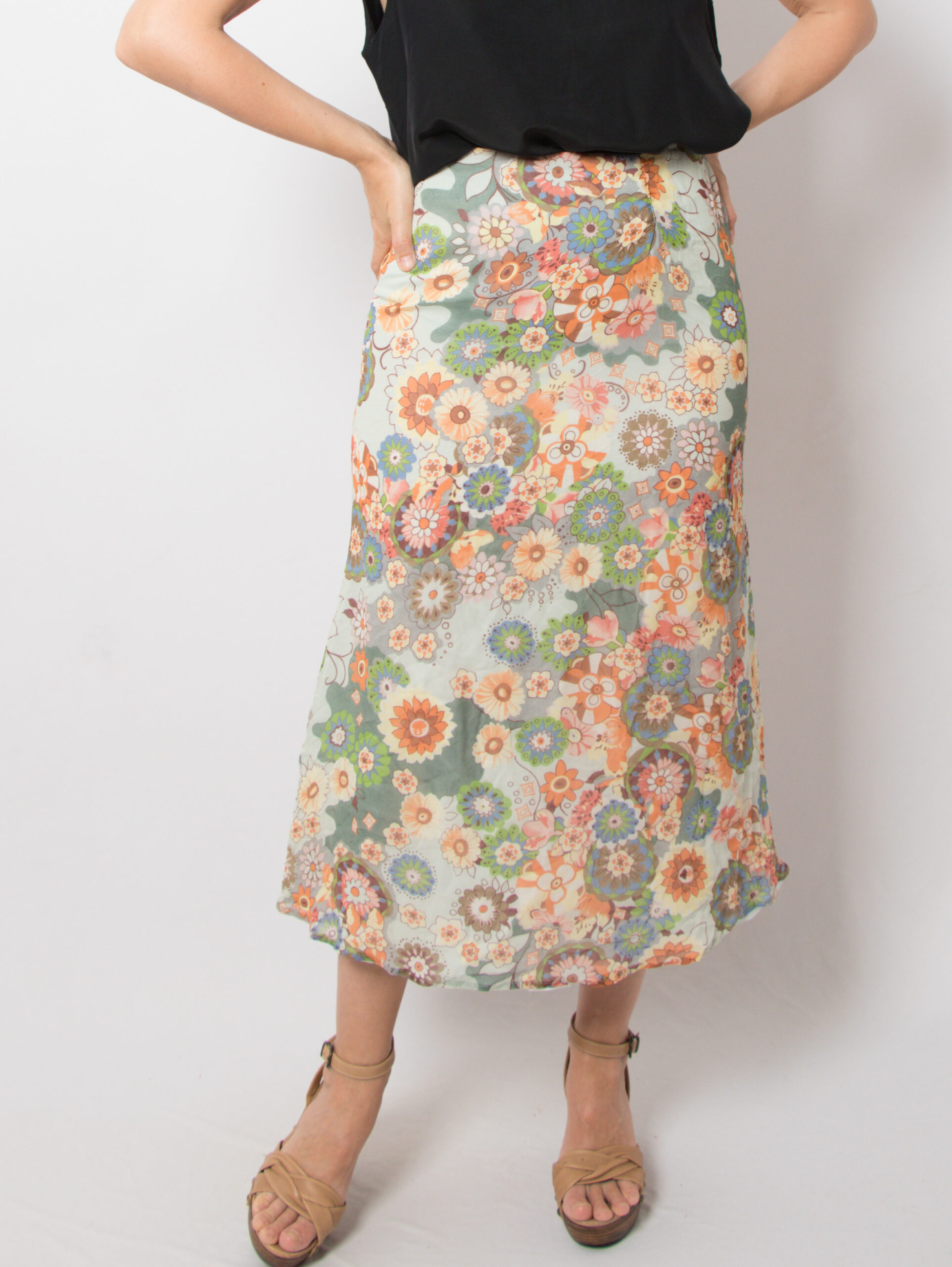Vintage Floral Midi Silk Skirt Vintage Floral Midi Silk Skirt - Image 5