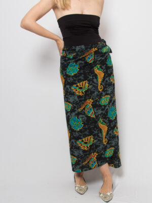 90s Maxi Wrap Skirt Sea print