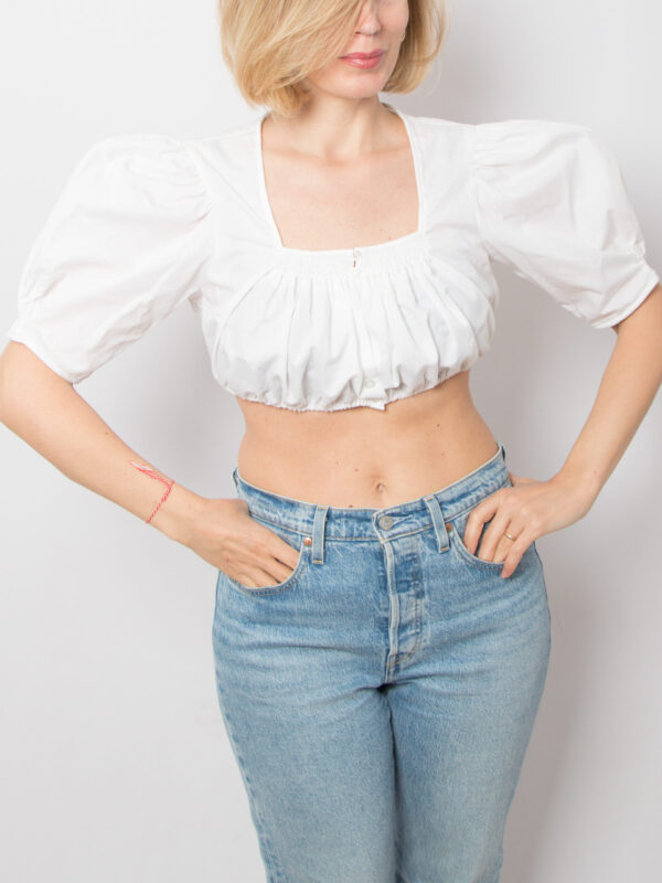 Vintage Waldorff Puff Sleeve Dirndl Crop Top