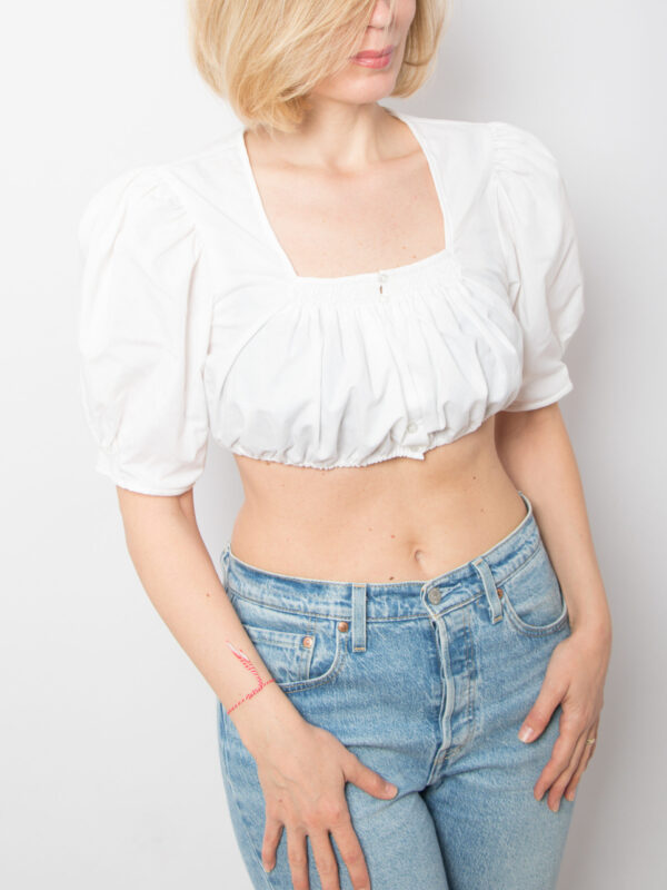 Vintage Waldorff Puff Sleeve Dirndl Crop Top - Image 6