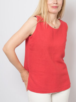Vintage Red Linen Tank Top
