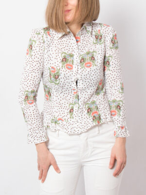 Vintage Romantic Floral Polka Blouse