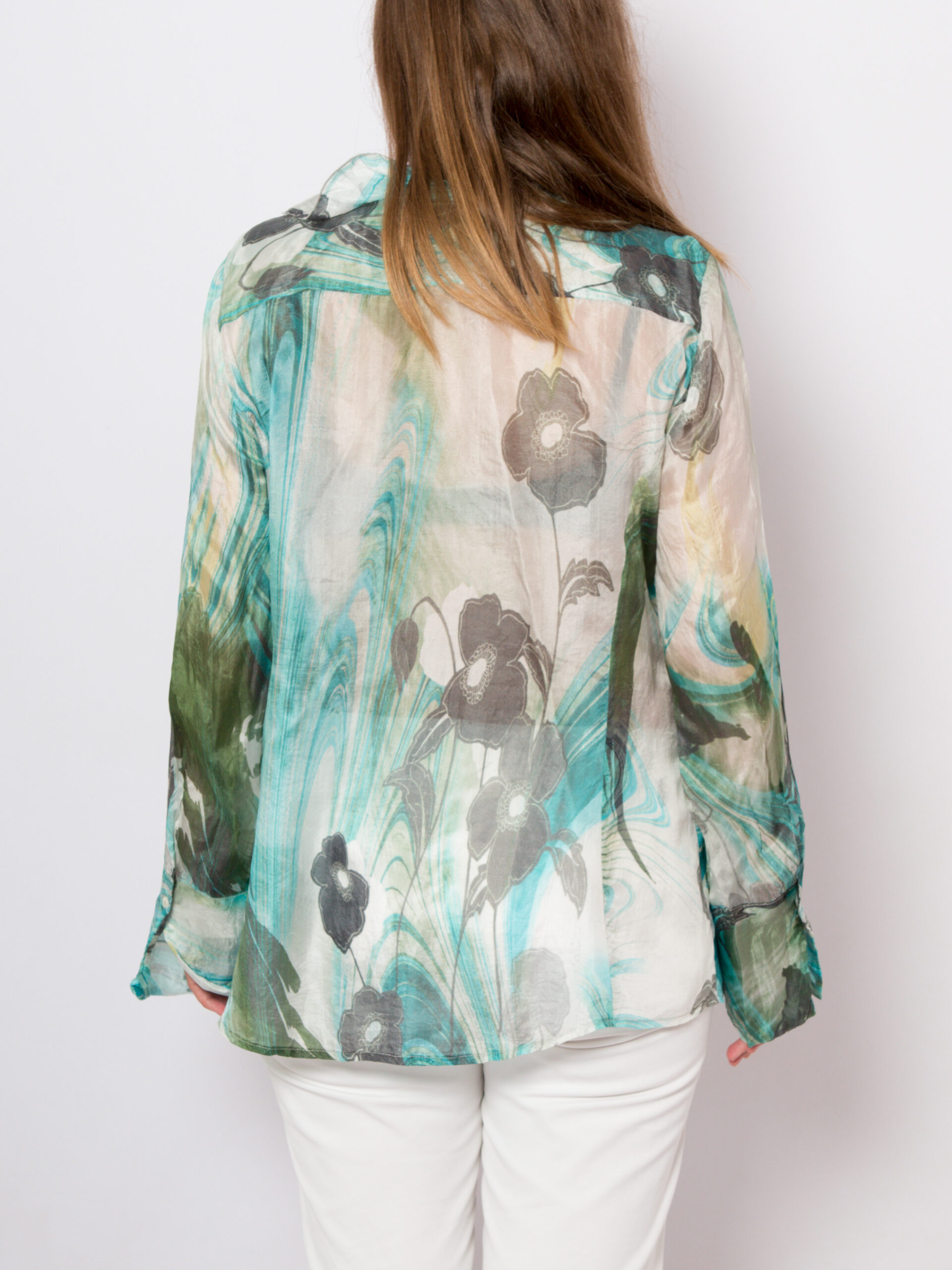 90s Oversized Sheer Silk Blouse 90s Oversized Sheer Silk Blouse - Image 4