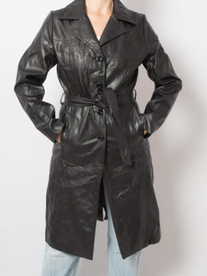 Y2K Black Faux Leather Coat