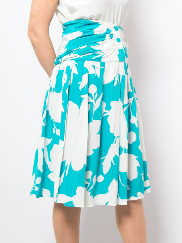 80s Flowy Pleated Silk Skirt - Image 3