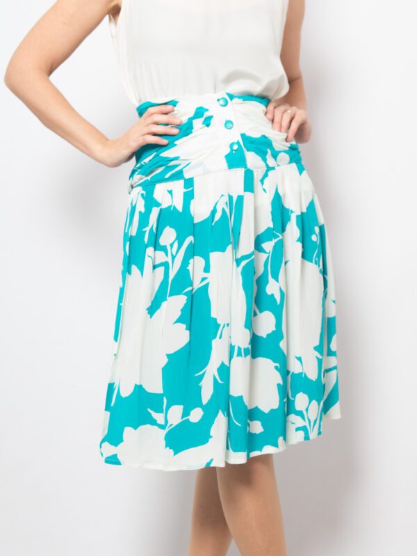 80s silk floral skirt