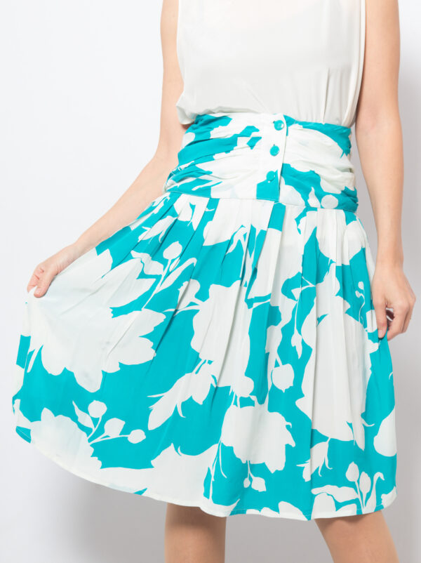 80s Flowy Pleated Silk Skirt - Image 4