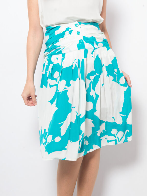 80s Flowy Pleated Silk Skirt - Image 5