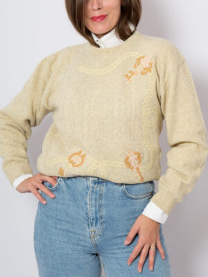 Vintage Cable Knit Wool Sweater