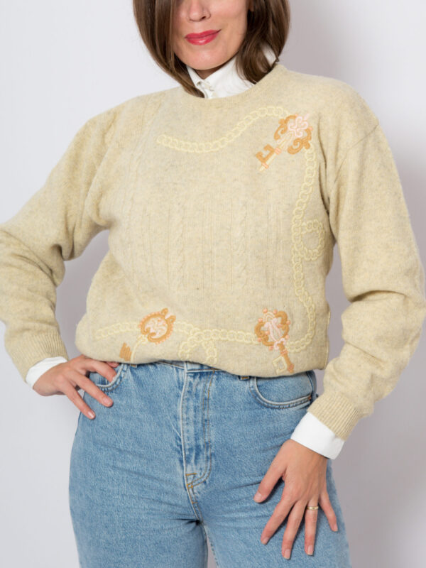 Vintage Cable Knit Wool Sweater