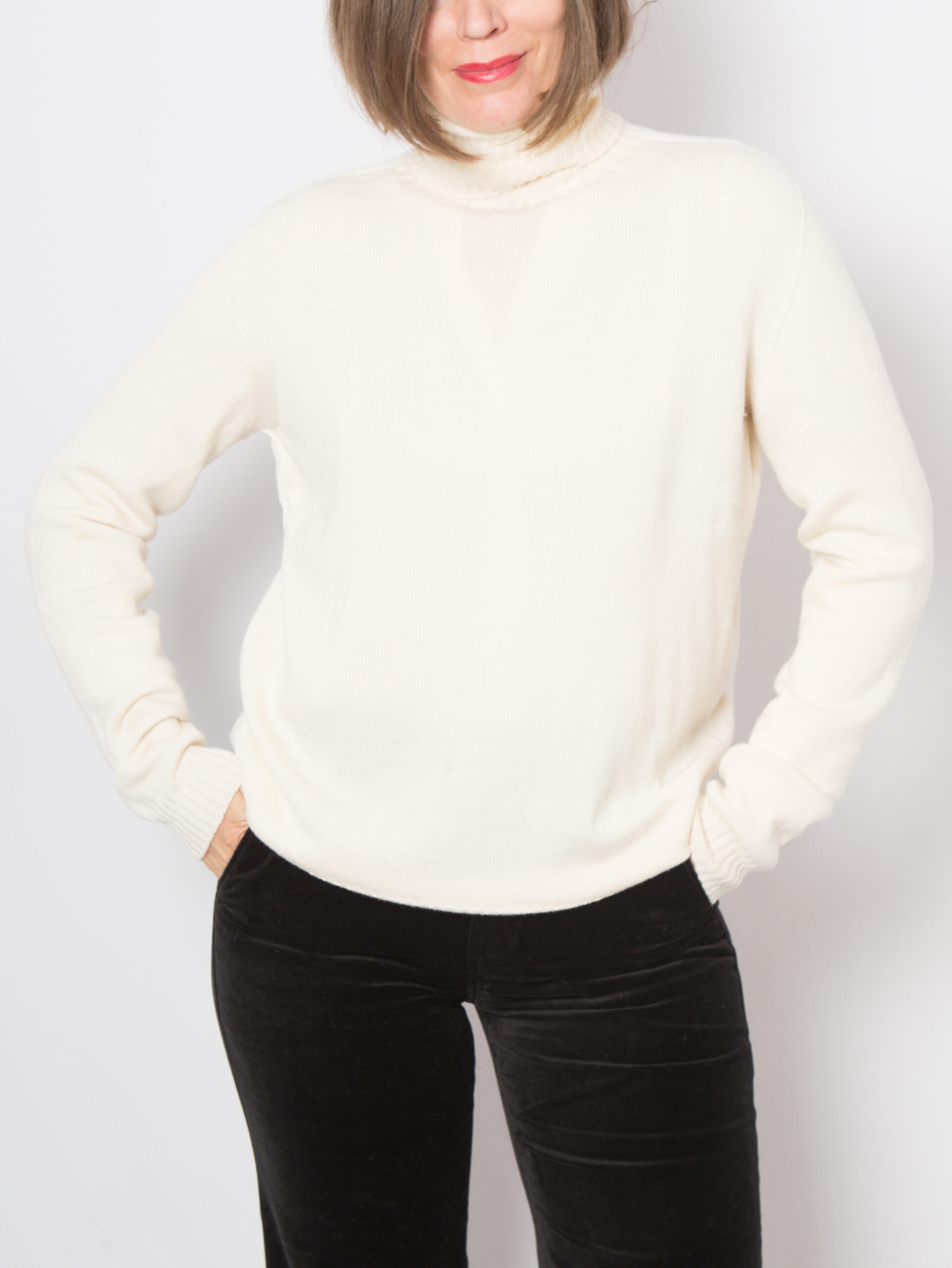 PIERRO DIGLO White Wool Turtleneck Sweater Vintage PIERRO DIGLO White Wool Turtleneck Sweater Size M