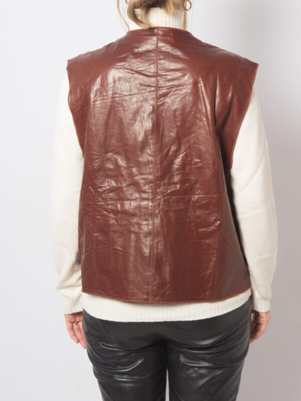 90s Mahogany Leather Jacket and Vest Set - Image 3