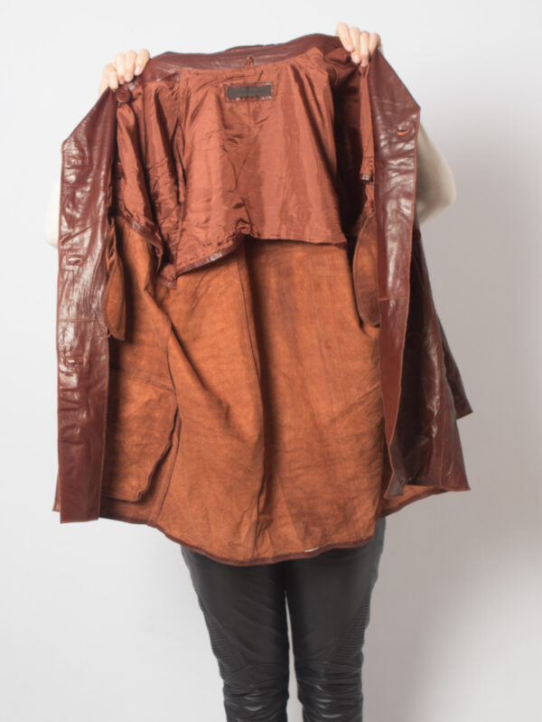 90s Mahogany Leather Jacket and Vest Set - Image 6