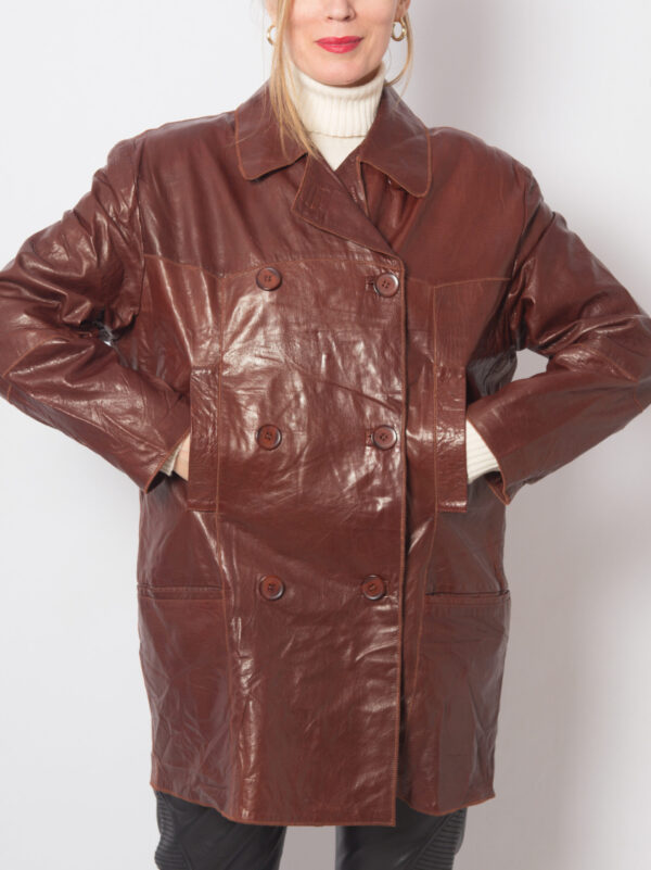 90s Mahogany Leather Jacket and Vest Set