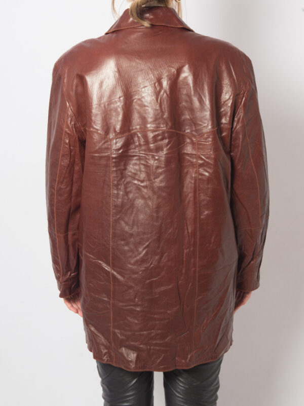 90s Mahogany Leather Jacket and Vest Set - Image 4