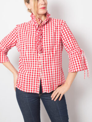 Vintage Plaid Folk Dirndl Blouse