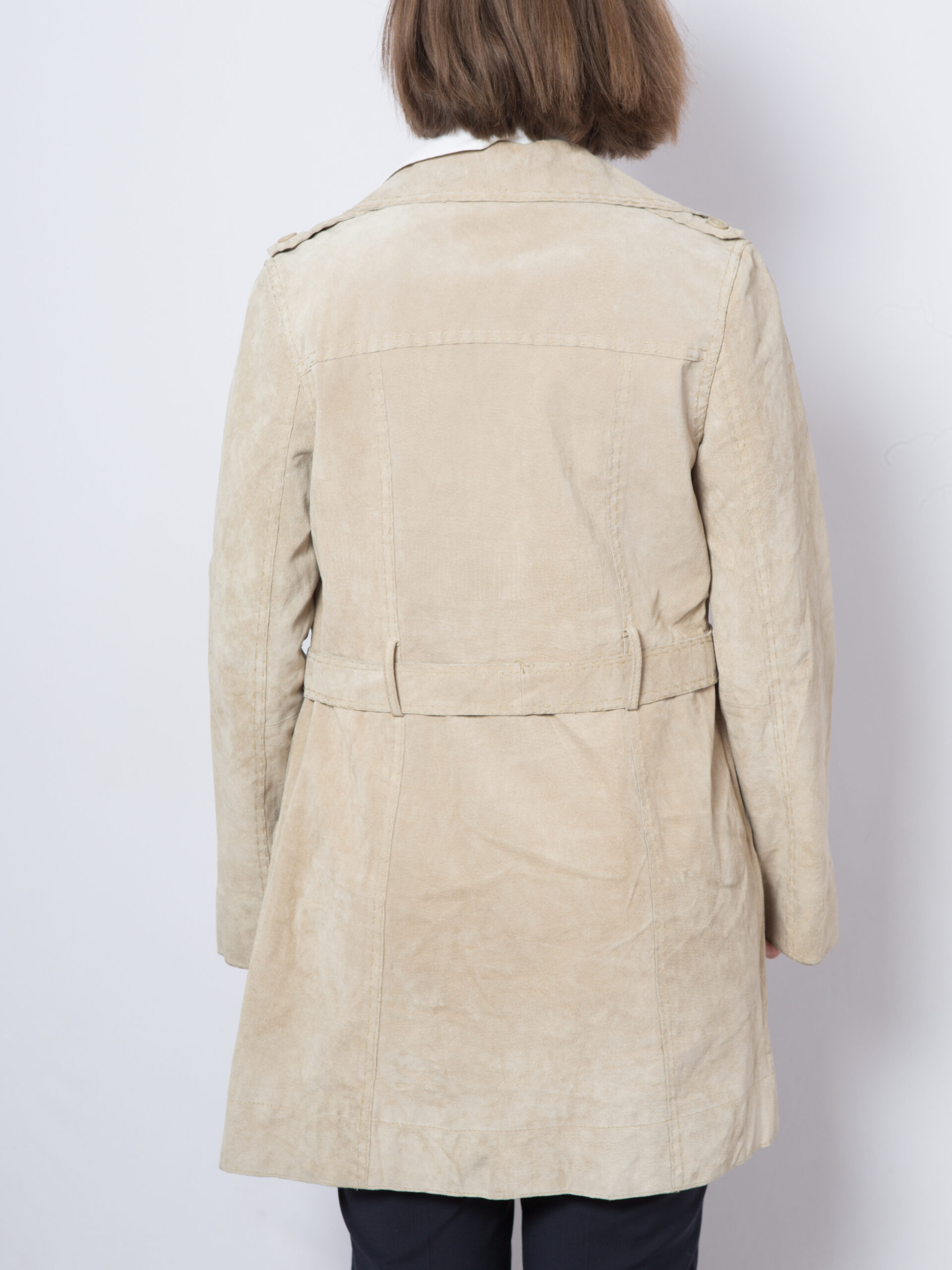 Vintage Beige Suede Trench Coat Vintage Beige Suede Trench Coat - Image 4