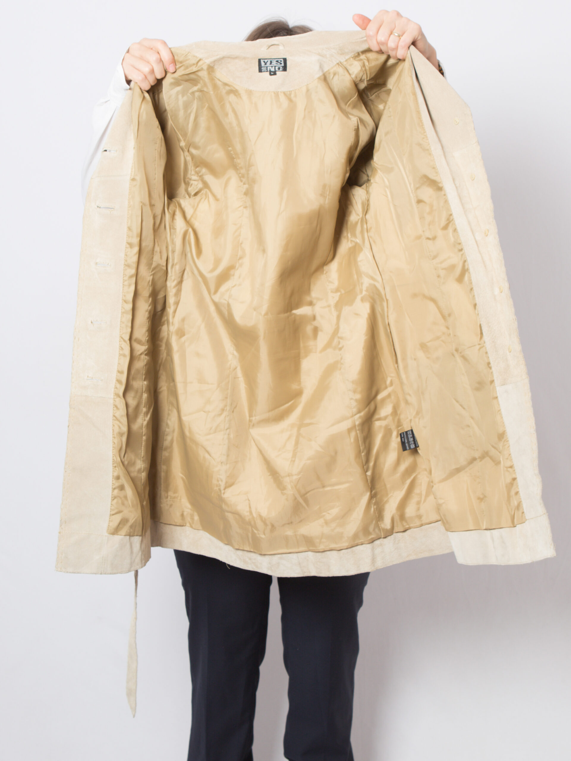 Vintage Beige Suede Trench Coat Vintage Beige Suede Trench Coat - Image 6