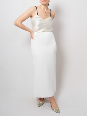Vintage Long White Column Skirt with Back Flared Hem Old Hollywood Glamour Size S W 26 Gift