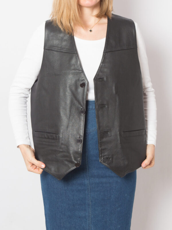 90s Biker Leather Vest Men