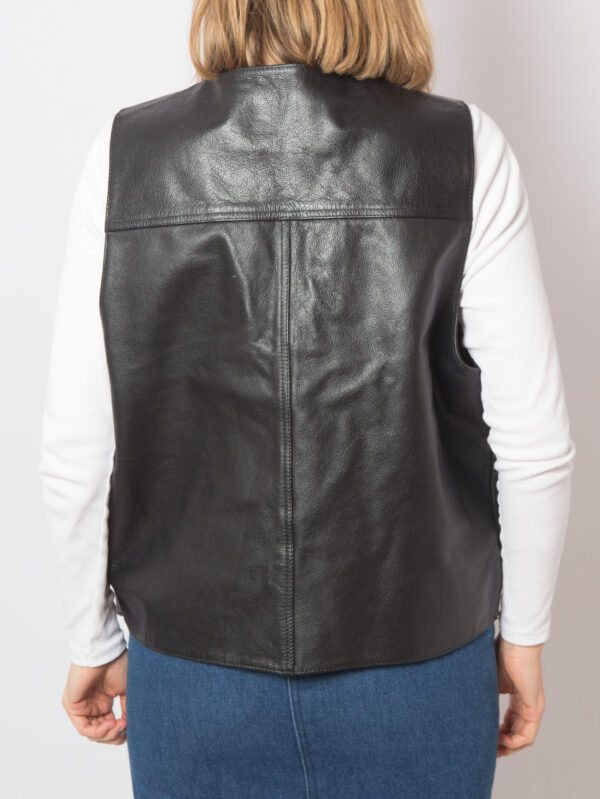 90s Biker Leather Vest Men - Image 2