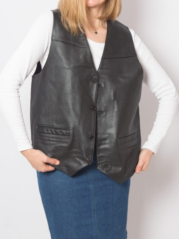 90s Biker Leather Vest Men - Image 3