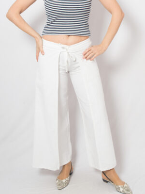 Vintage White Linen Wrap Pants
