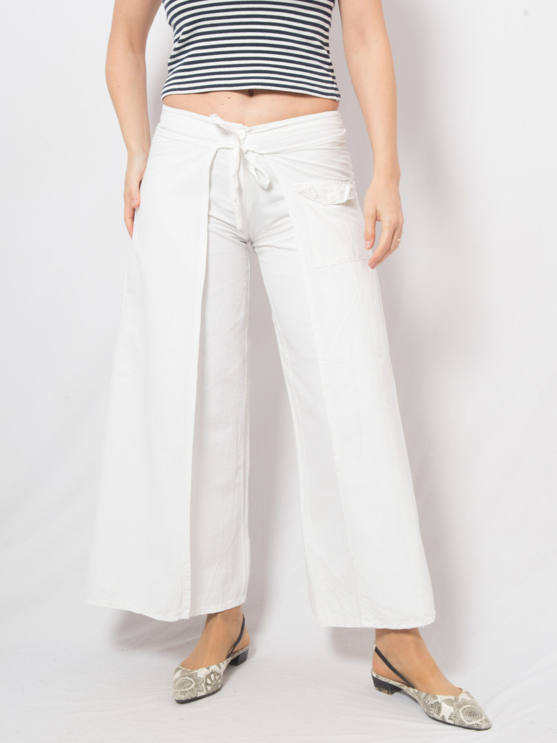 Vintage White Linen Wrap Pants Vintage White Linen Wrap Pants - Image 2