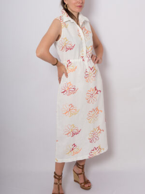 Vintage Embroidered Maxi Shirt Dress
