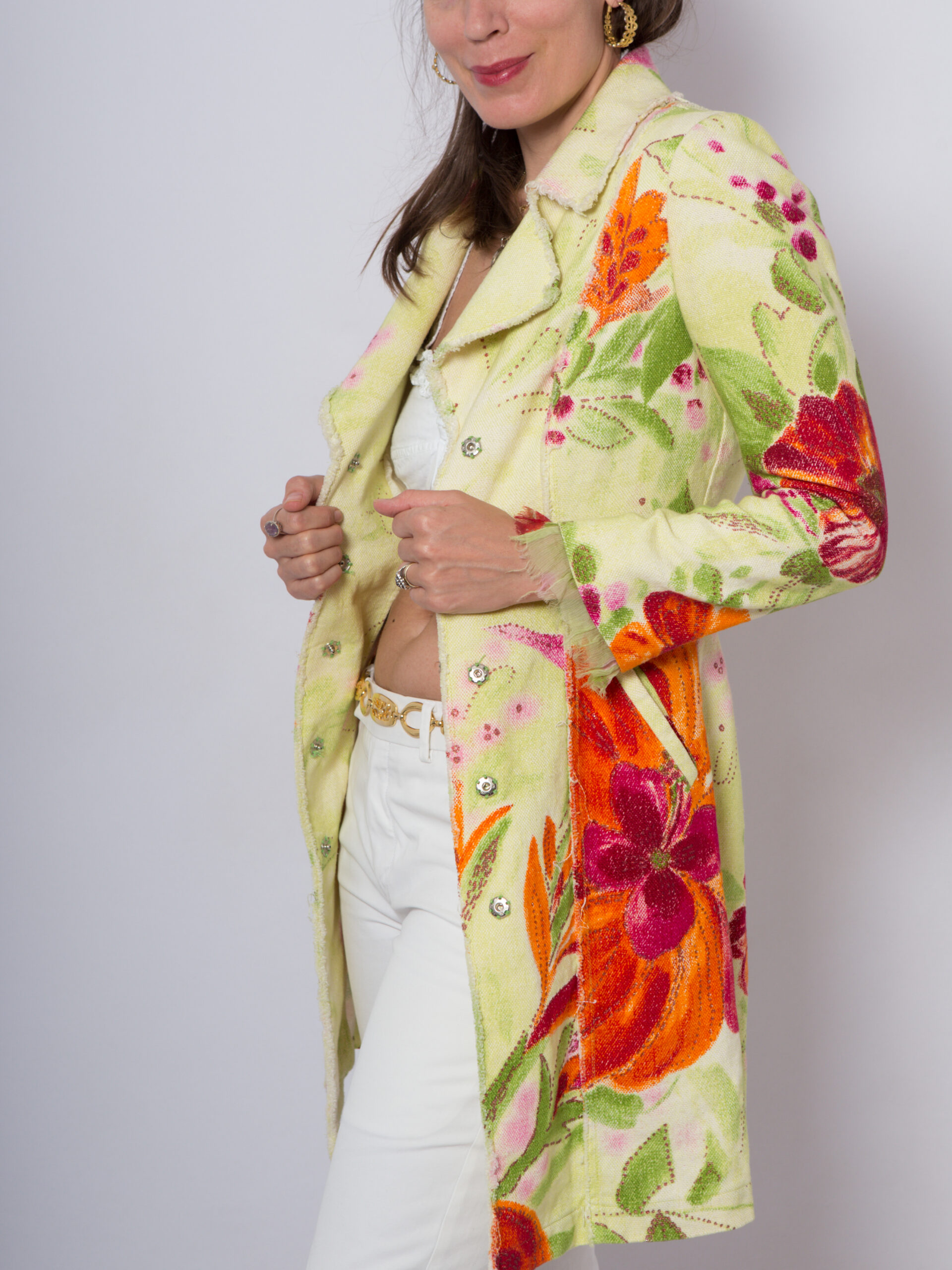 Roberta Scarpa Floral Linen Coat Roberta Scarpa Floral Linen Coat - Image 3