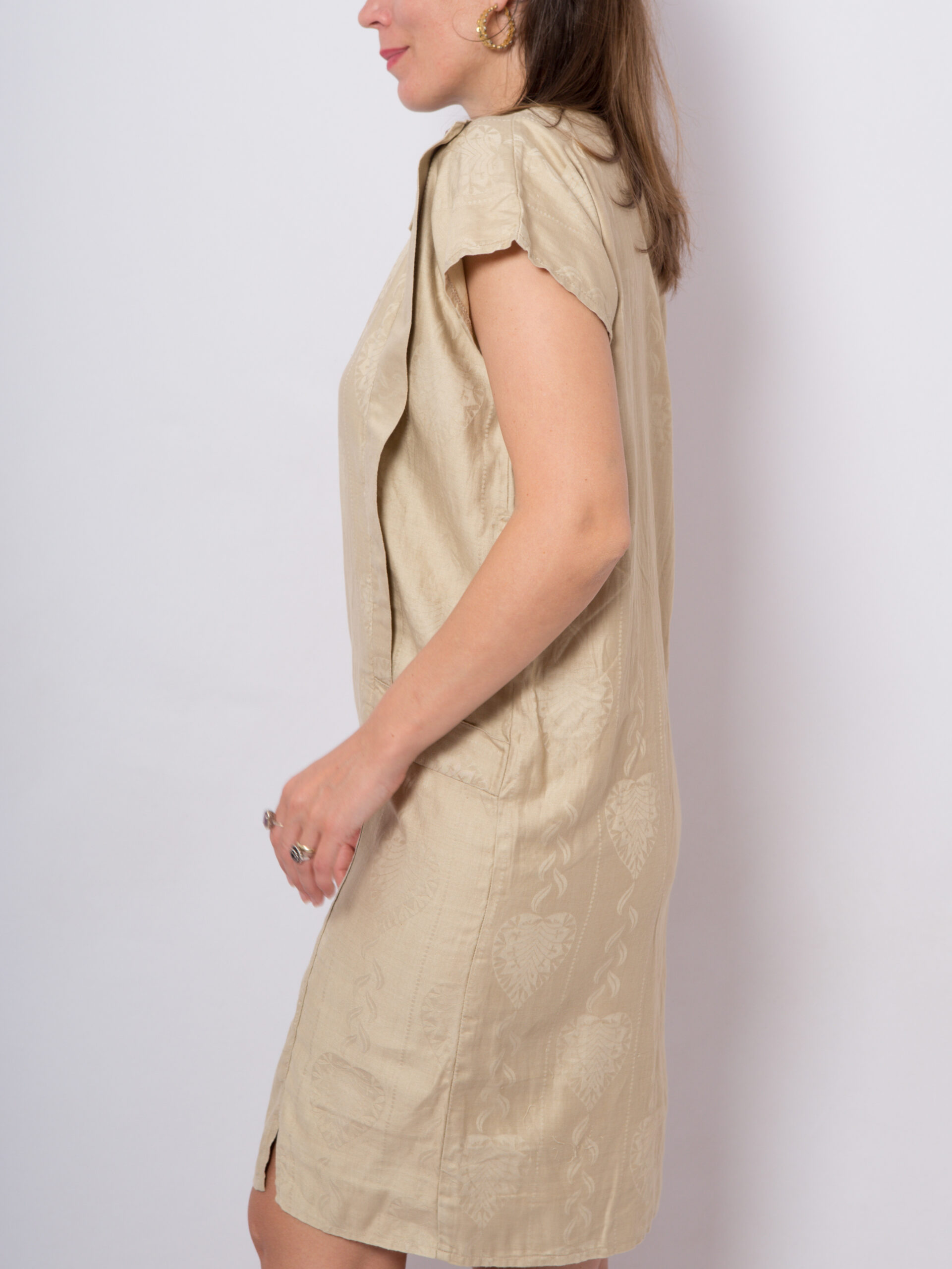 80s Beige Jacquard Oversized Dress 80s Beige Jacquard Oversized Dress - Image 2