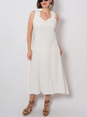 Vintage Linen Button Up Dress Maxi