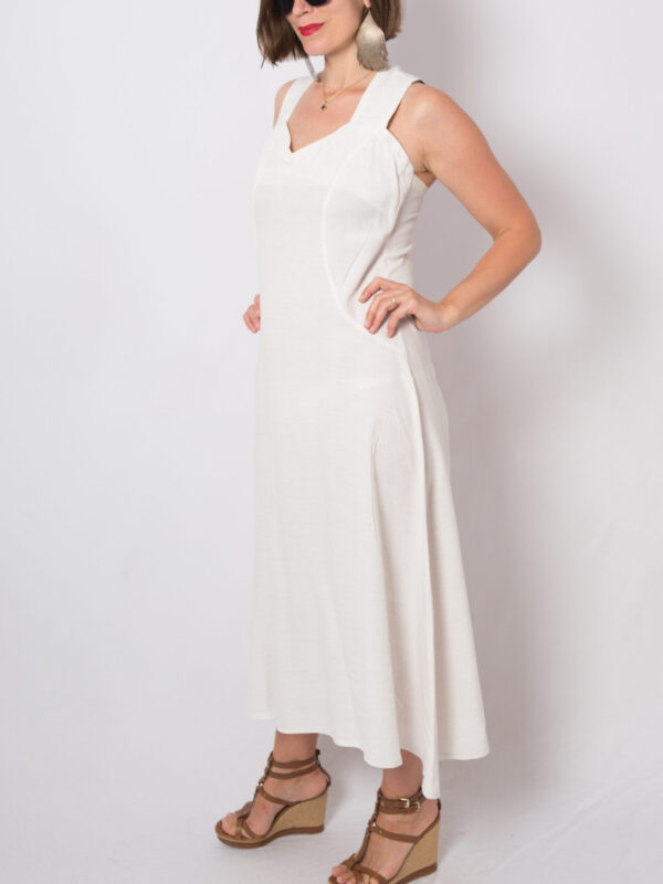 Vintage Linen Button Up Dress Maxi - Image 3