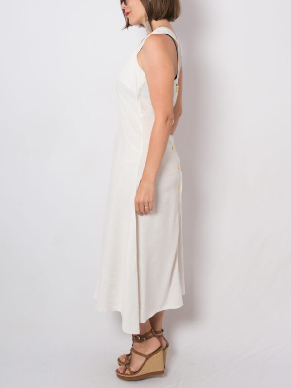Vintage Linen Button Up Dress Maxi - Image 4