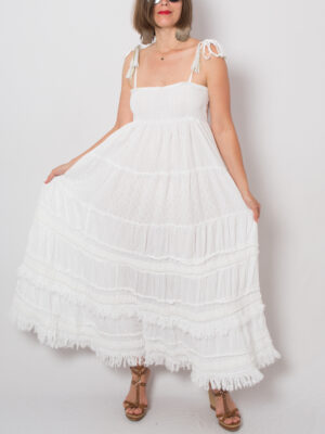 Boho White Maxi Tiered Dress