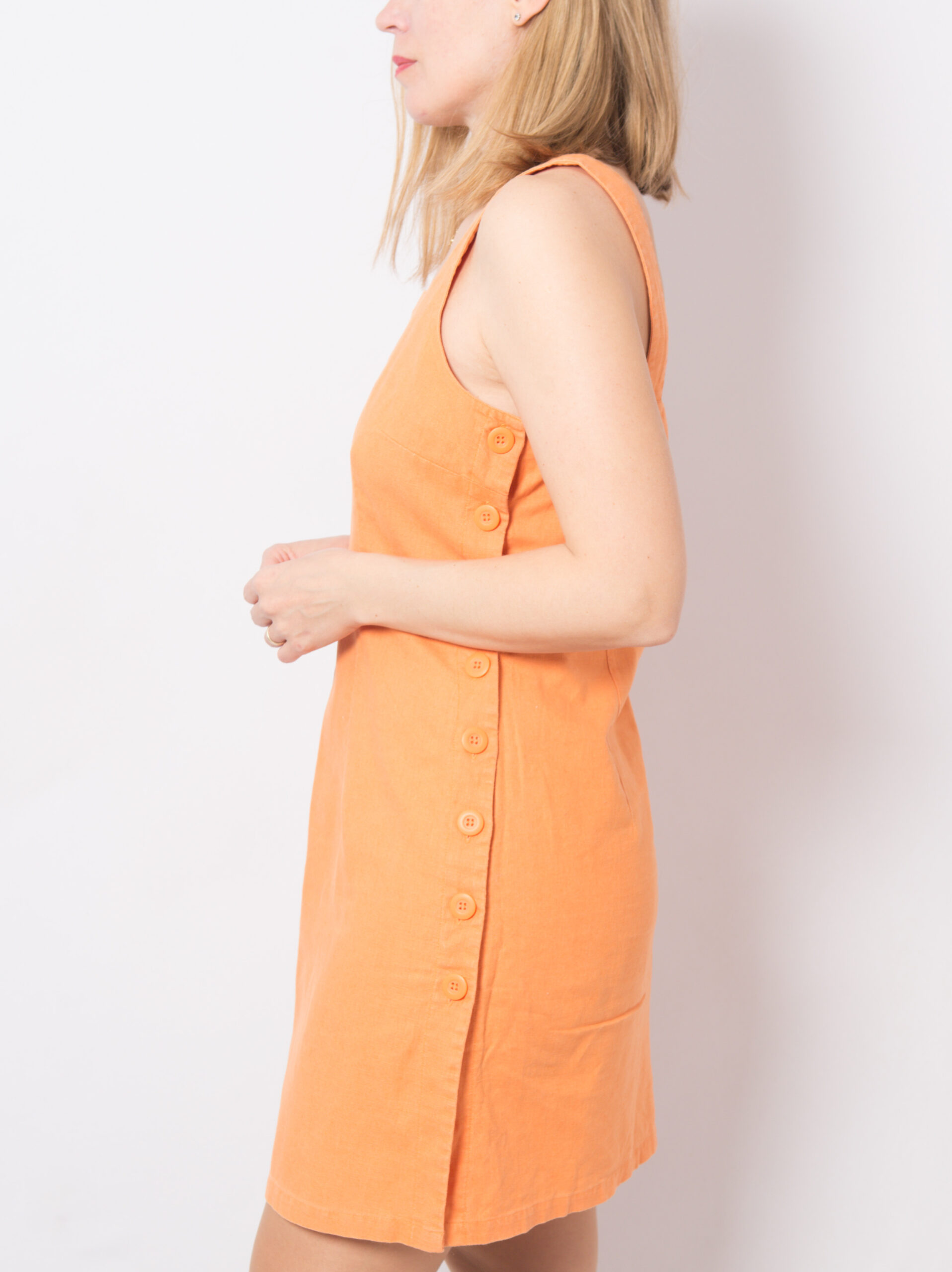 Vintage Mini Linen Dress Side Button Vintage Mini Linen Dress Side Button - Image 3