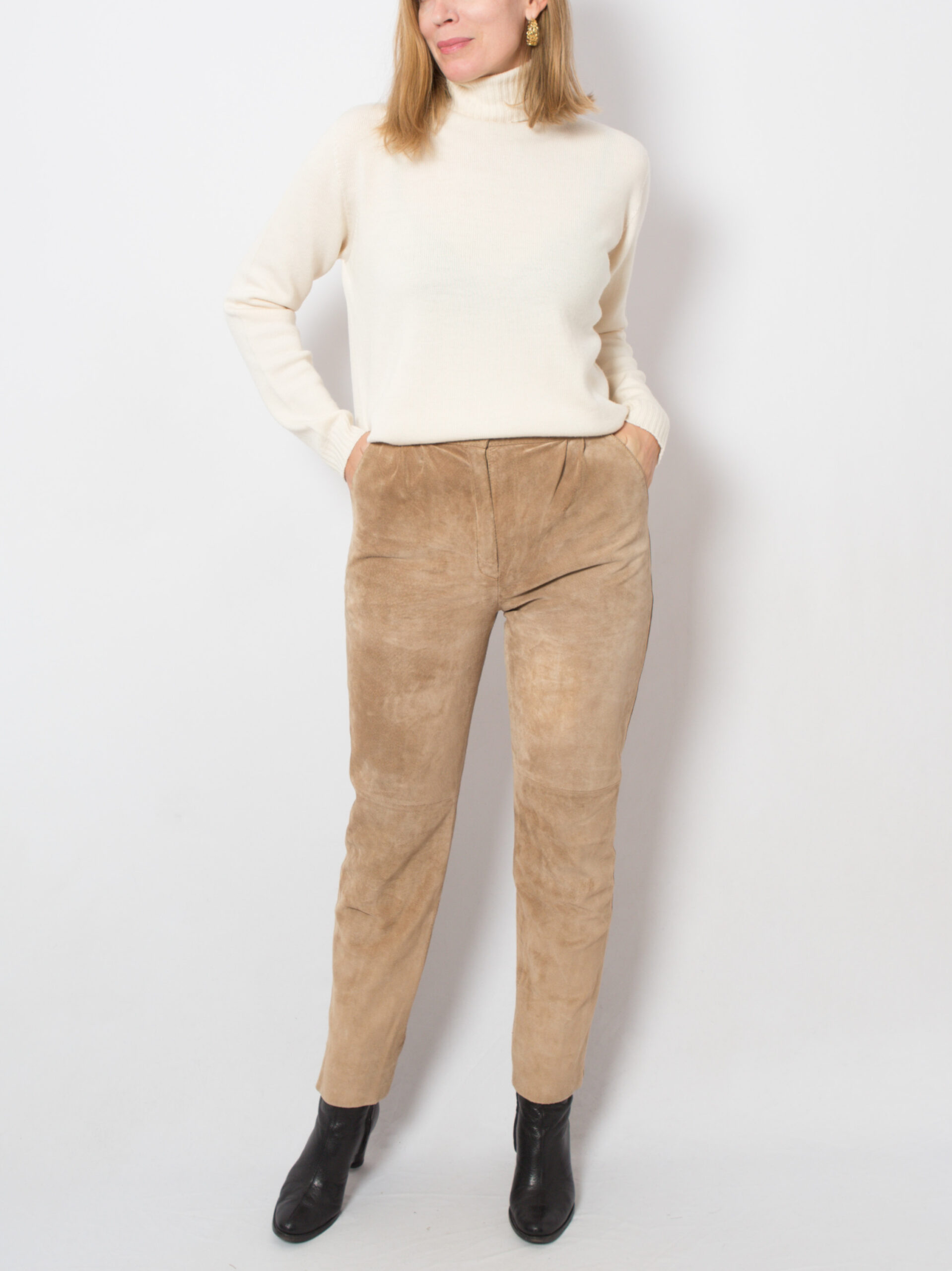 Vintage Beige Suede Pants Women Vintage Beige Suede Pants Women