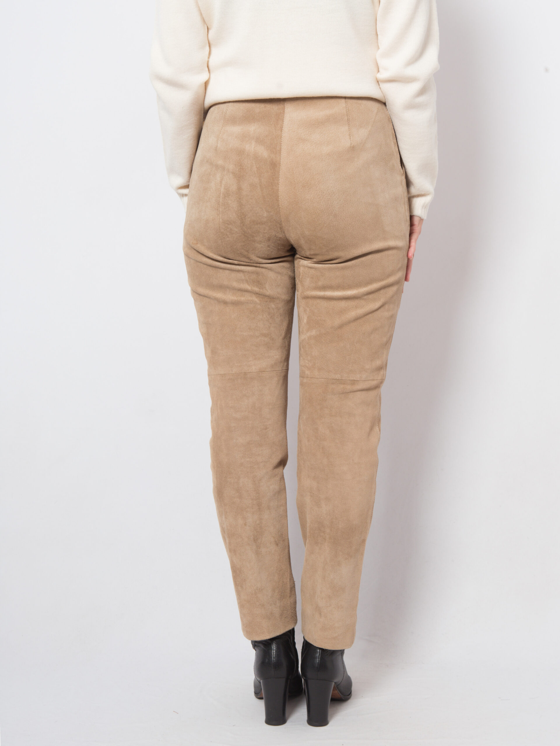 Vintage Beige Suede Pants Women Vintage Beige Suede Pants Women - Image 4