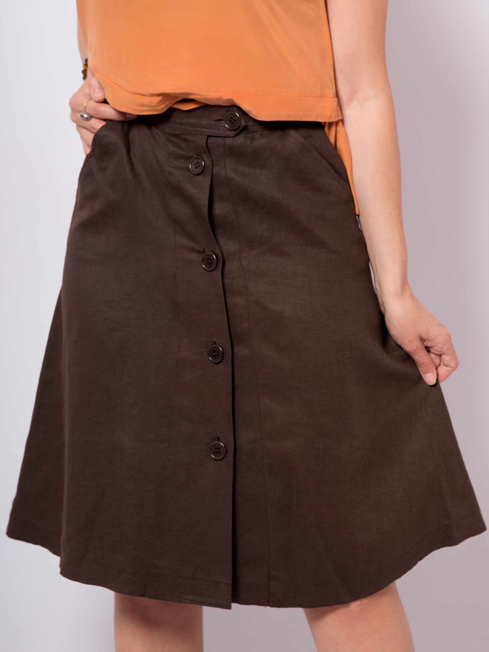 ASPESI Linen Button Skirt Vintage ASPESI Linen Button Skirt Vintage - Image 4