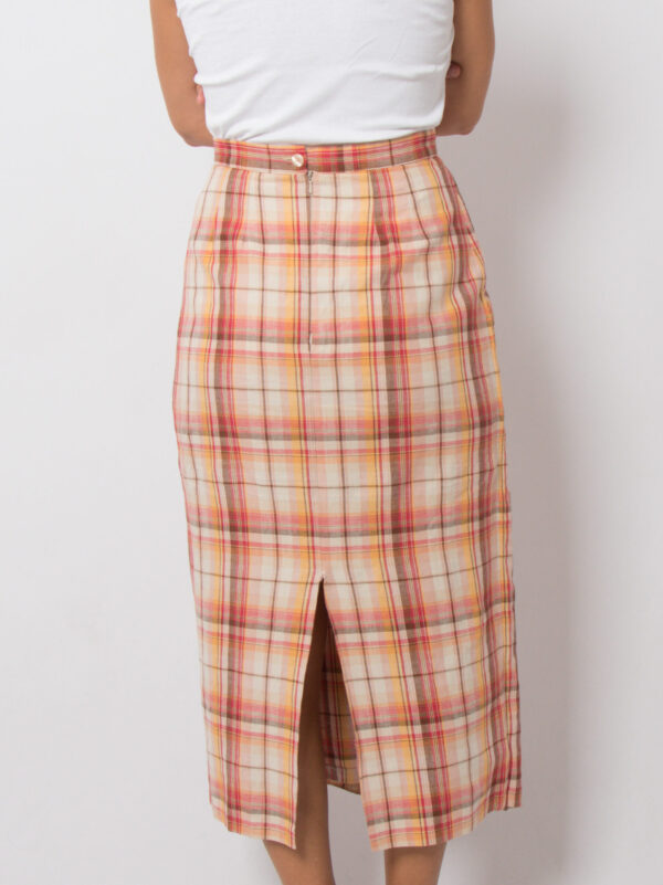 1980s Laura Ashley Plaid Midi Skirt - Image 4